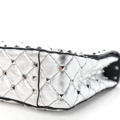 Valentino Garavani Metallic Nappa Medium Rockstud Spike Shoulder Bag Silver 9 of 9
