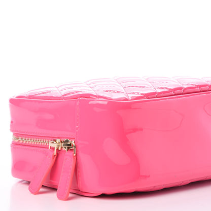 Chanel Patent Quilted Medium Curvy Pouch Cosmetic Case Pink 7 of 9