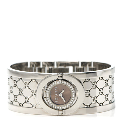 Gucci Stainless Steel Diamond Bezel 23mm Twirl Quartz Watch Brown 2 of 5