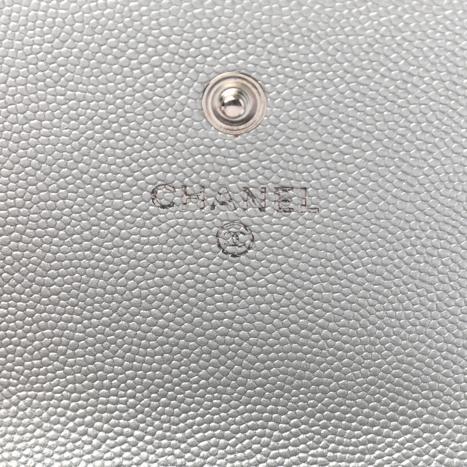 Chanel Metallic Caviar Chevron Quilted Vintage Mademoiselle Flap Card Holder Silver 11 of 17