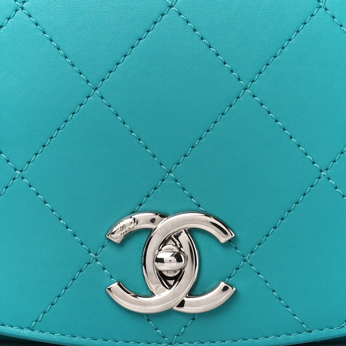 Calfskin Stitched Small Ring My Bag Flap Crossbody Turquoise