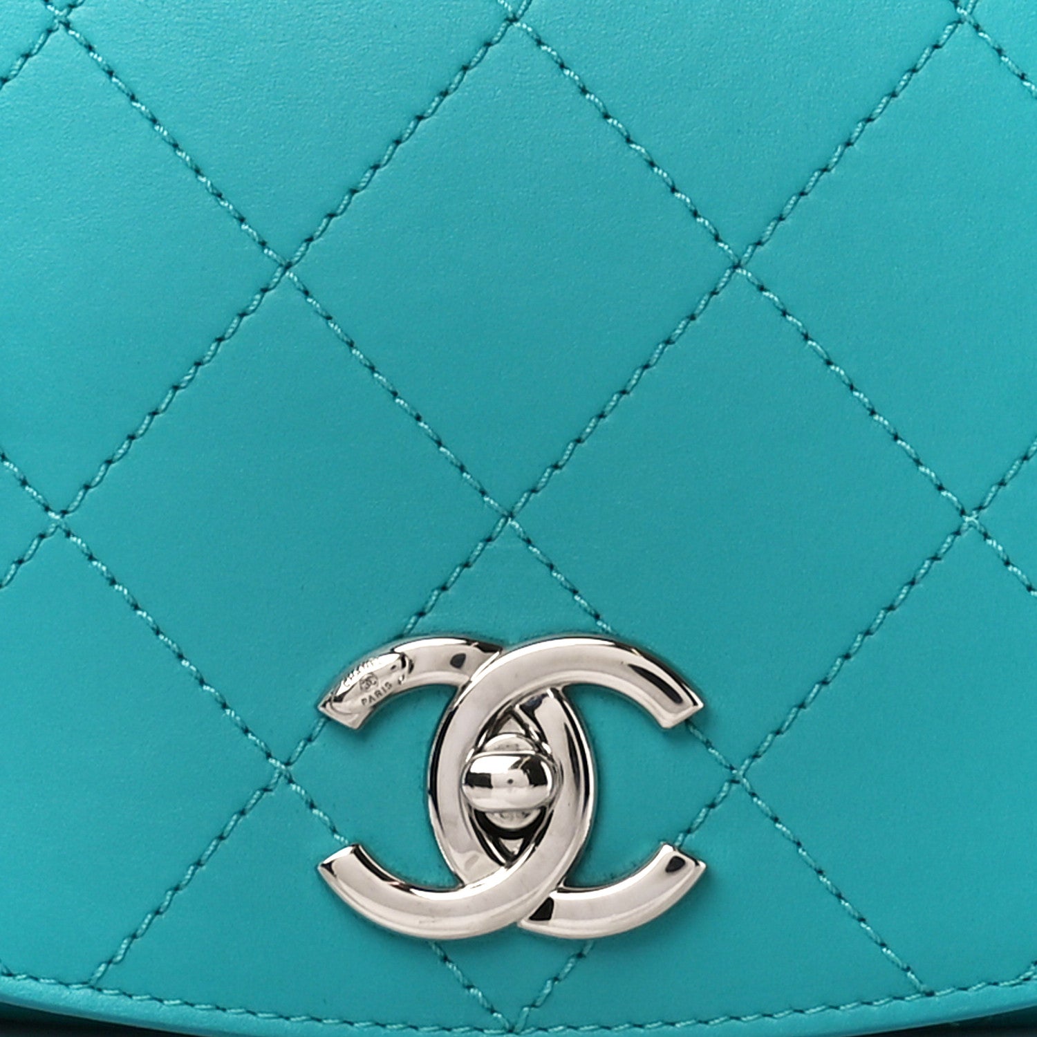 Chanel Calfskin Stitched Small Ring My Bag Flap Crossbody Turquoise 8 of 10