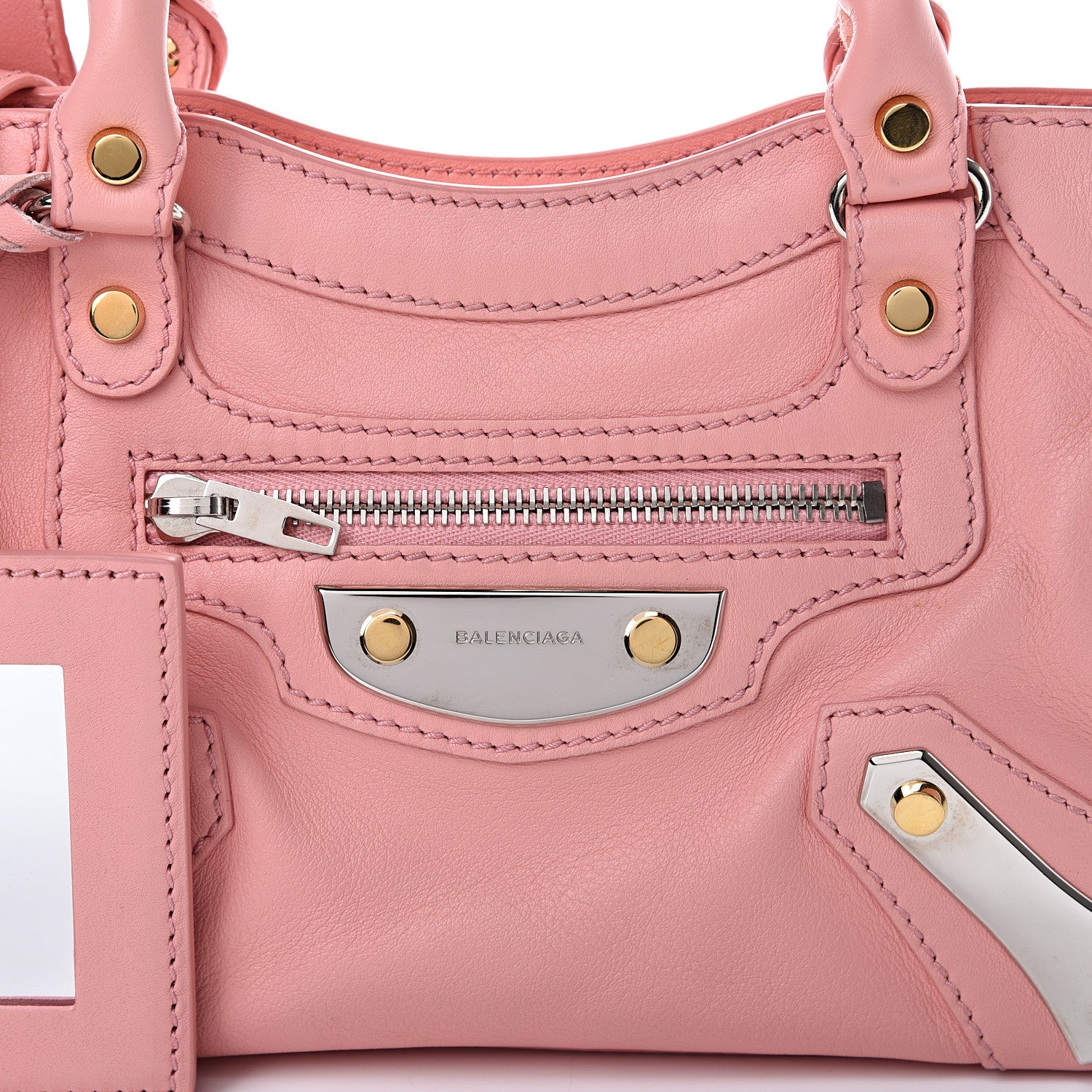 Balenciaga Veau Amp Plate Silver Hardware Mini City Rose 7 of 13