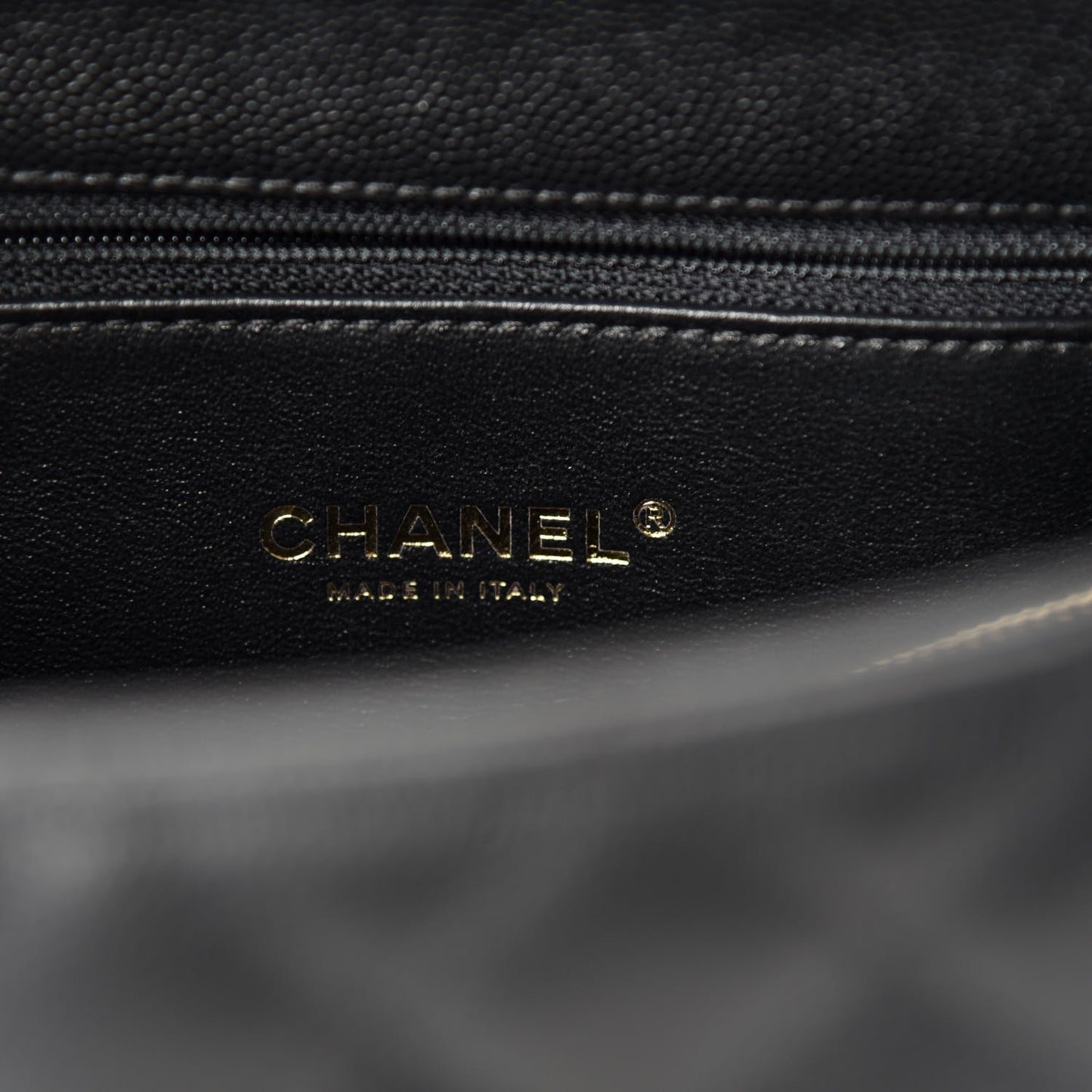 Caviar Lizard Quilted Small Coco Handle Flap Black
