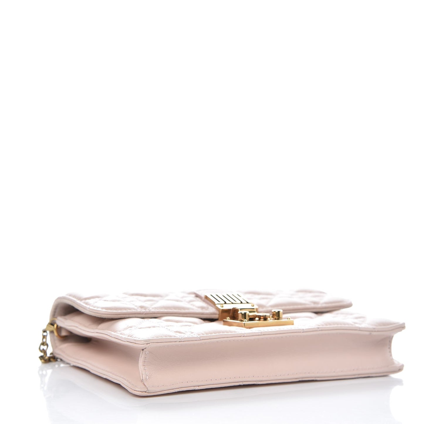 Lambskin Cannage Dioraddict Wallet on Chain Clutch Rose Poudre