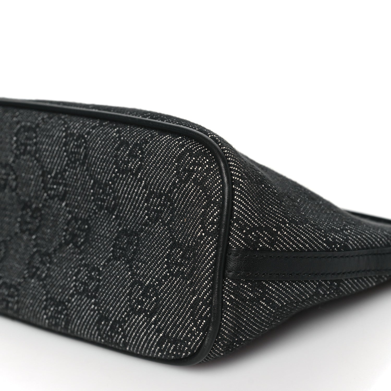 Gucci Denim Monogram Boat Pochette Black 10 of 11