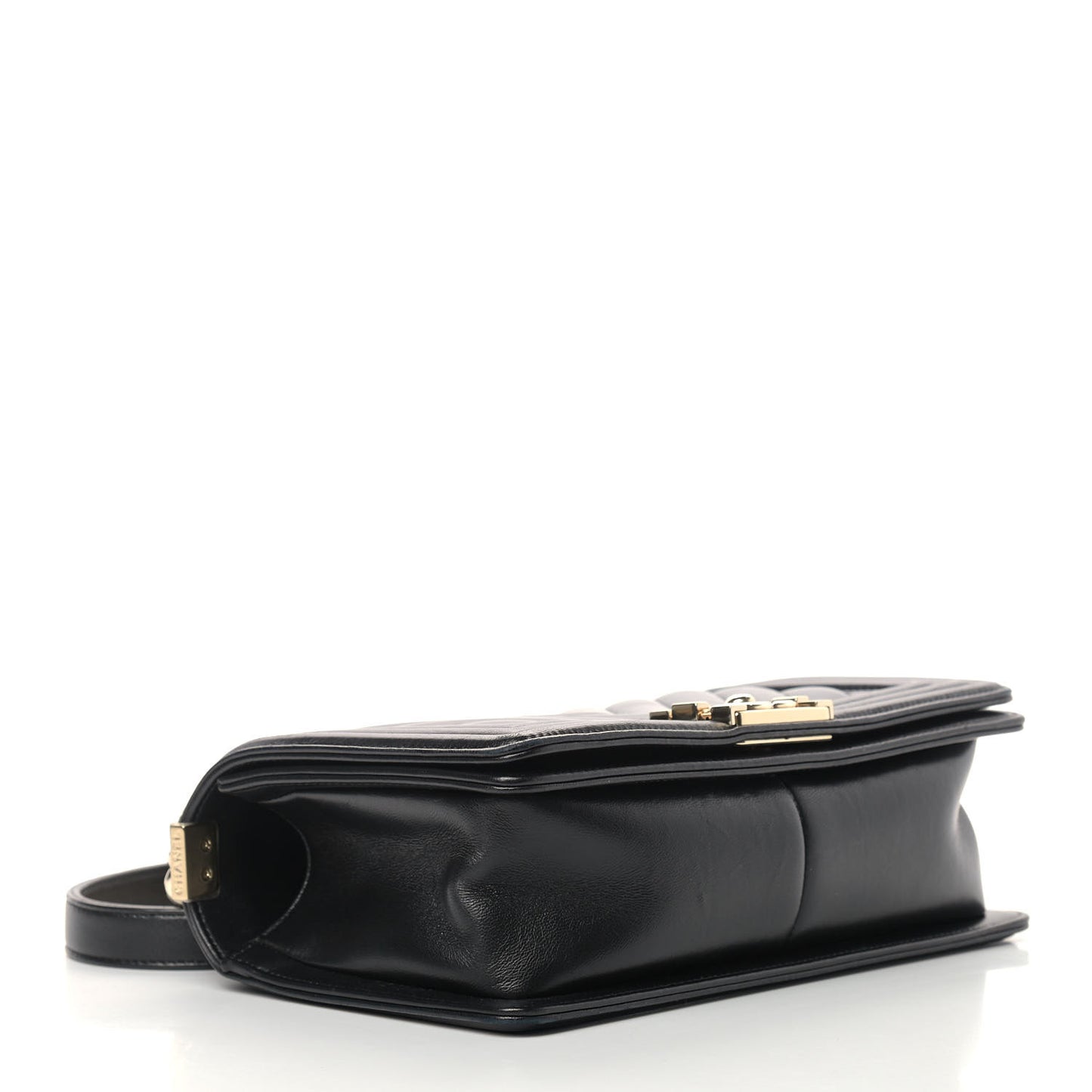 Lambskin Chevron Quilted Medium Boy Flap Black
