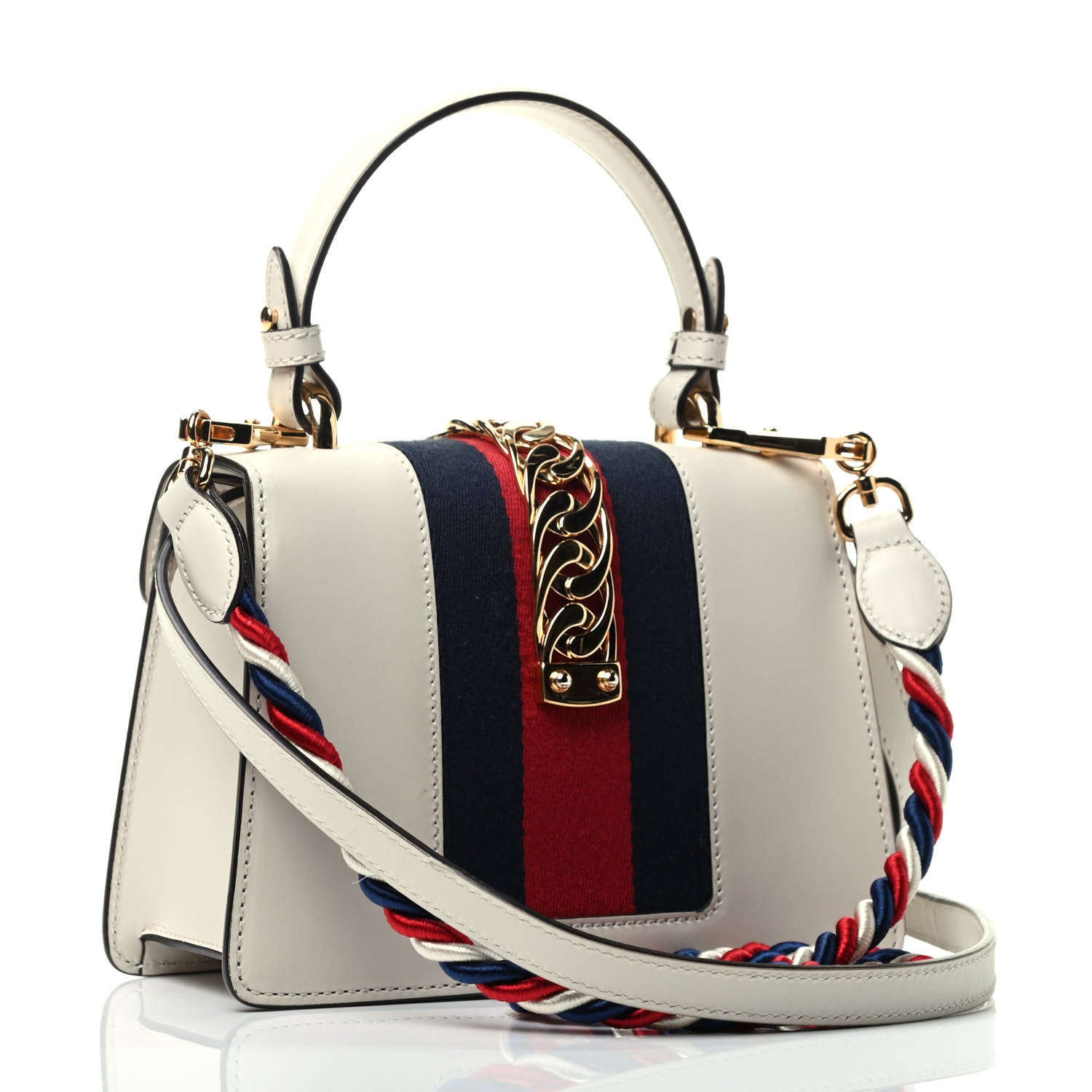 Gucci Calfskin Mini Sylvie Top Handle Bag White 2 of 4