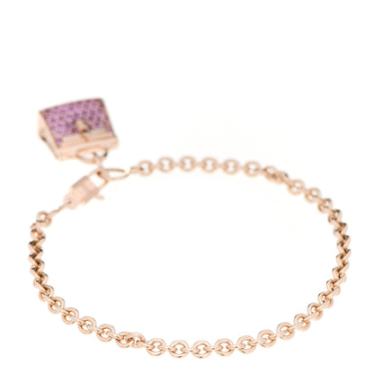 Hermes 18K Rose Gold Pink Sapphire Kelly Amulettes Bracelet ST 3 of 5