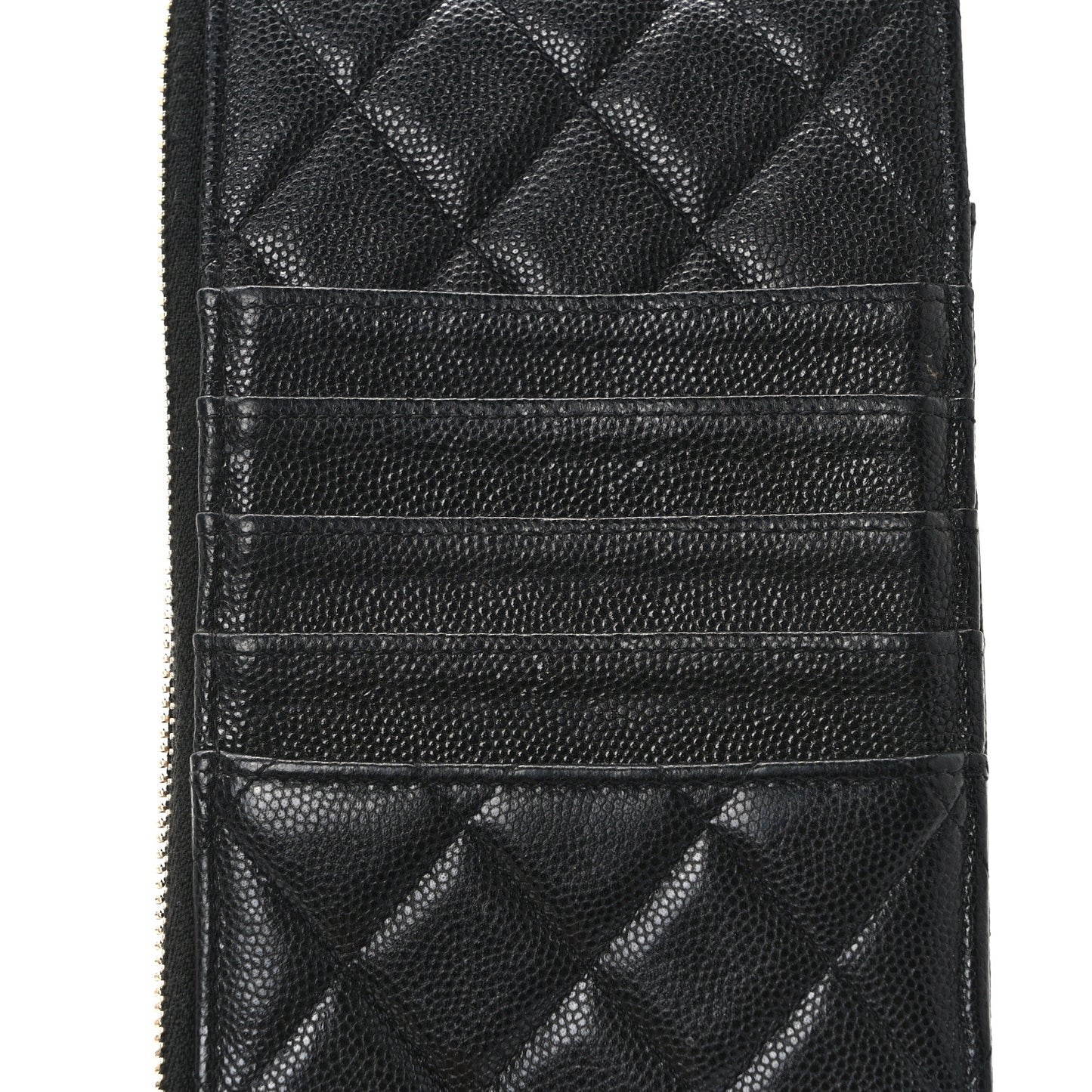 Caviar Quilted Classic Flat Wallet Pouch Black