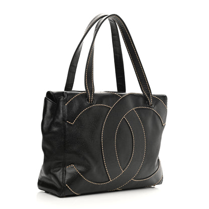 Chanel Caviar CC Stitched Small Tote Black 3 of 12