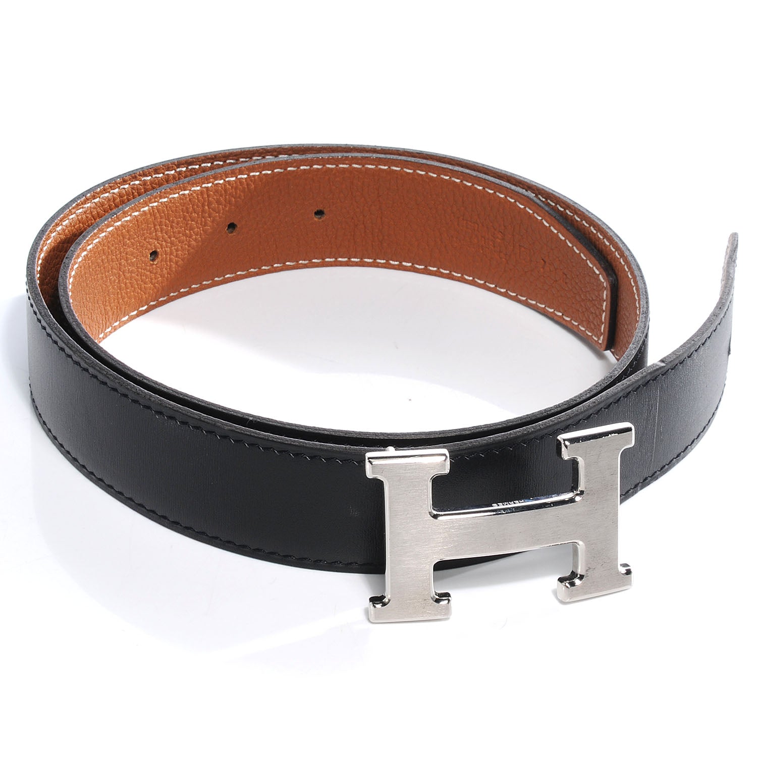 Hermes Box Togo Reversible Constance 32mm H Belt Gold and Noir Brushed Silver 75 4 of 6