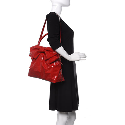 Valentino Garavani Patent Lacca Bow Dome Tote Red 2 of 12