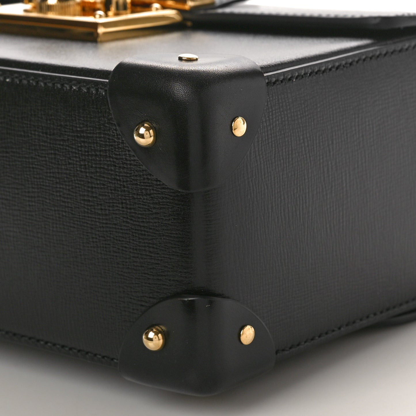 Calfskin Small Padlock Bamboo Shoulder Bag Black