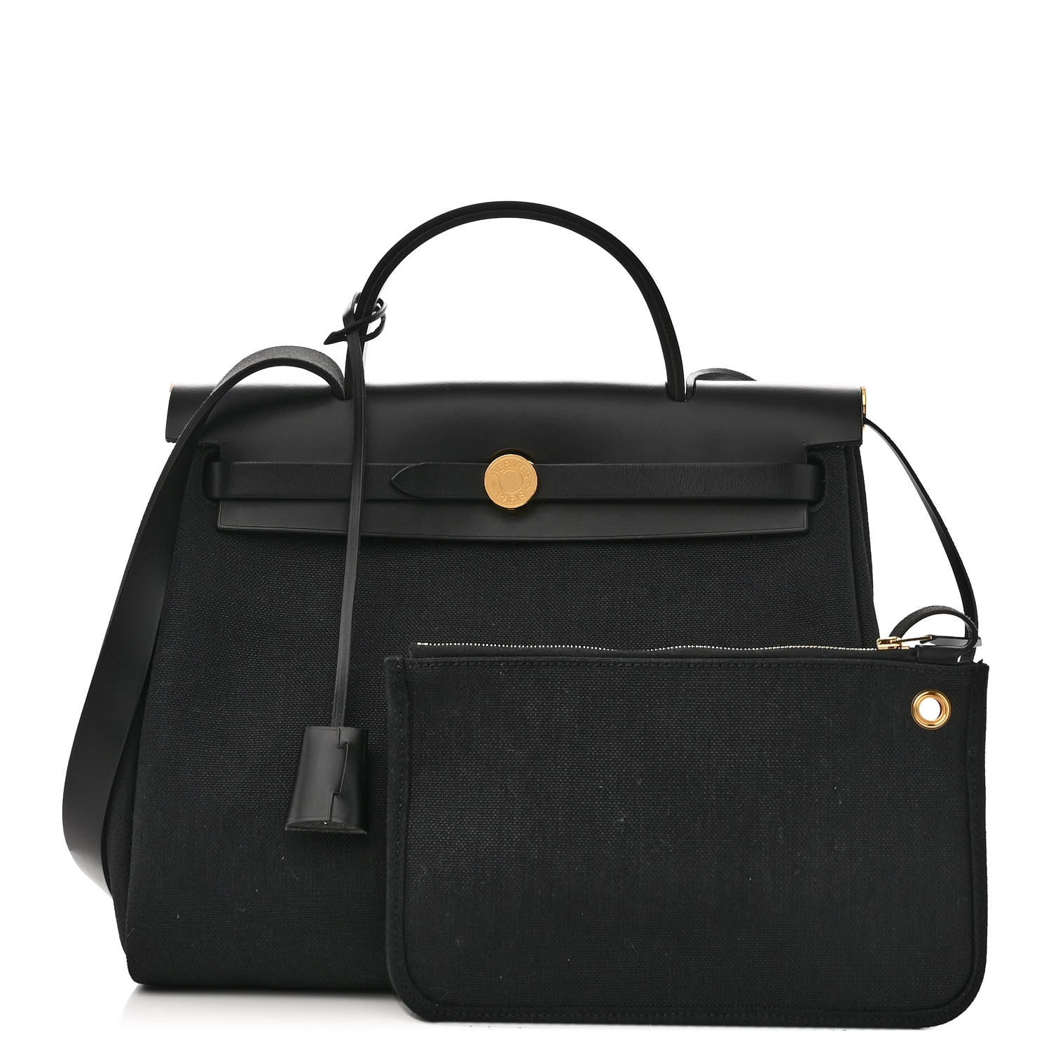 Hermes Military Toile Vache Hunter Herbag Zip PM 31 Black 1 of 12