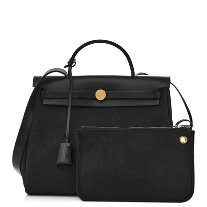 Hermes Military Toile Vache Hunter Herbag Zip PM 31 Black 1 of 12