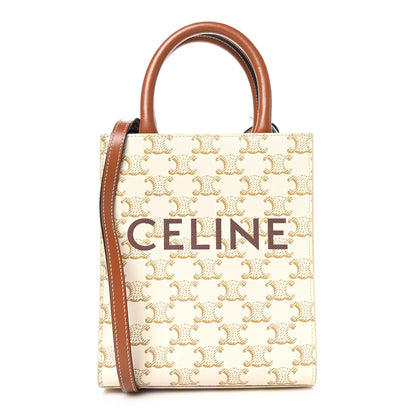 Celine Triomphe Canvas Calfskin Mini Vertical Cabas White 1 of 8