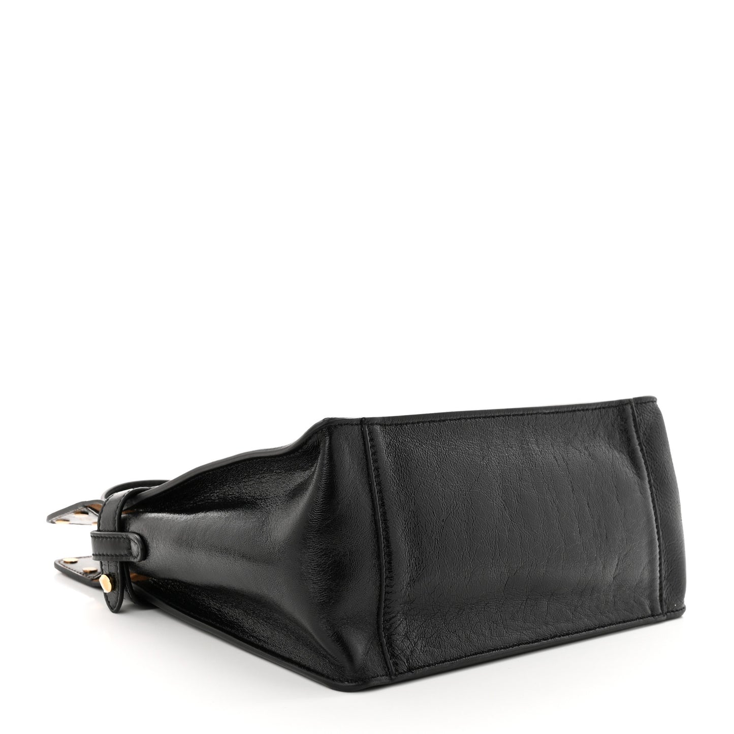 Agnello Old Shine Vitello Go Rain Small Flip Tote Black Marrone