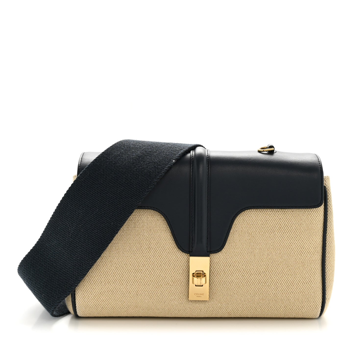 Canvas Calfskin Teen Soft 16 Shoulder Bag Vanilla Navy