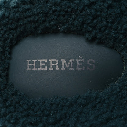 Hermes Woolskin Womens Chypre Sandals 36 Vert Anglais 7 of 8