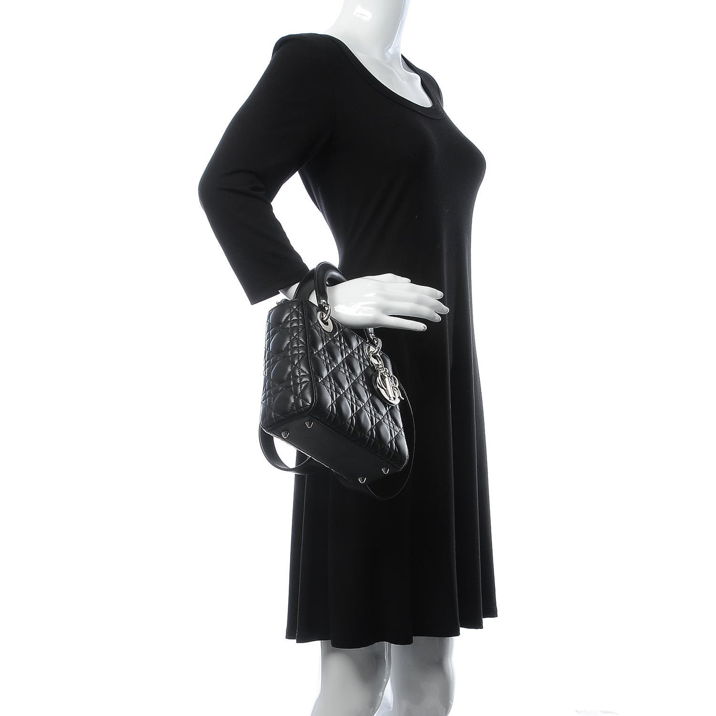Lambskin Cannage Small Lucky Badges My Lady Dior Black