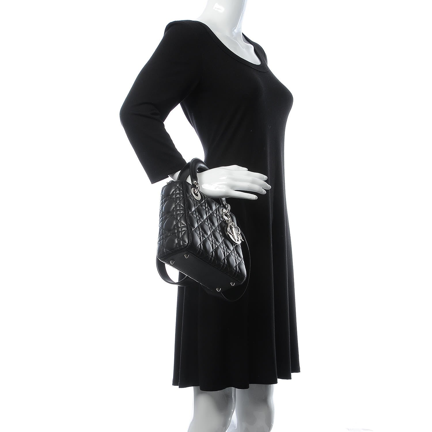 Christian Dior Lambskin Cannage Small Lucky Badges My Lady Dior Black 2 of 9