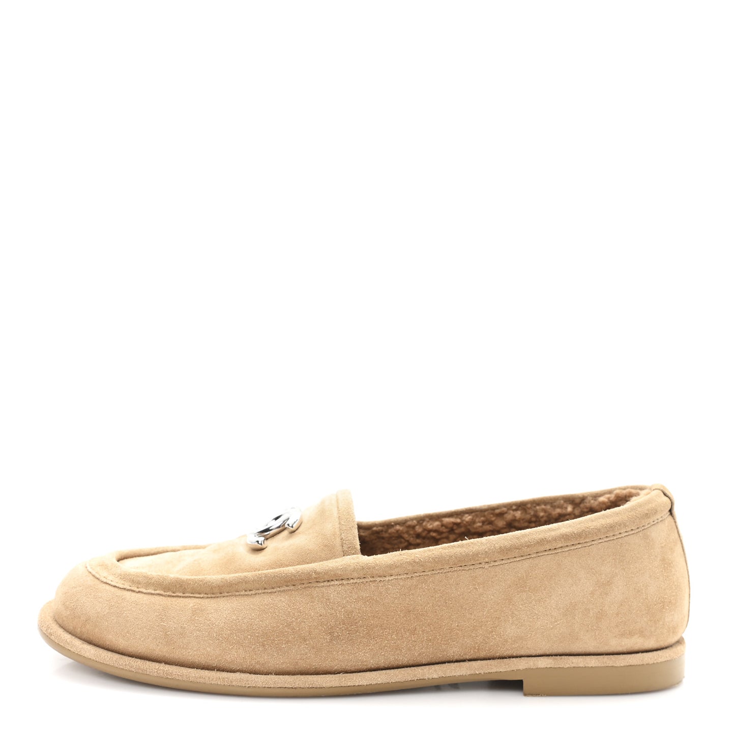 Suede Calfskin CC Loafers 37.5 Dark Beige