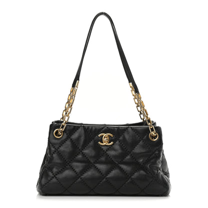 Chanel Calfskin Stitched Small Retro Chain Tote Black 1 of 9