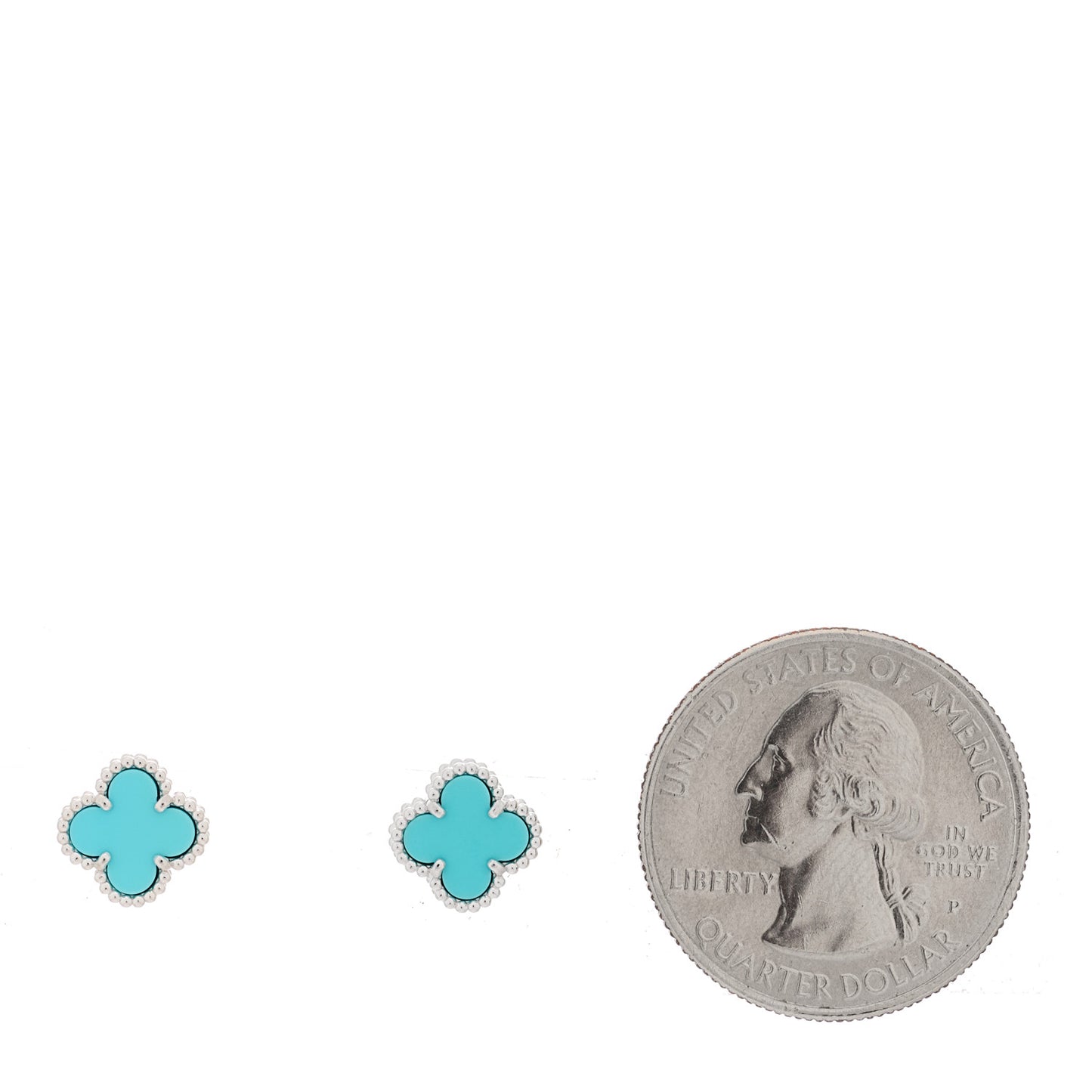 18K White Gold Turquoise Sweet Alhambra Earrings