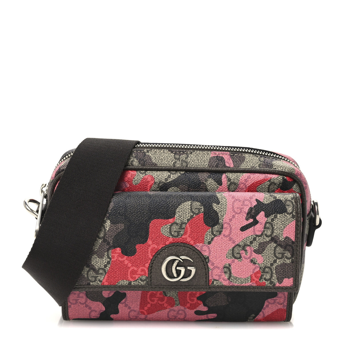 Gucci GG Supreme Monogram Mini Ophidia Crossbody Bag Pink Red 1 of 11