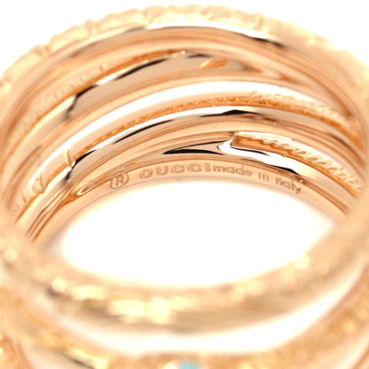 Gucci 18K Yellow Gold Turquoise Ouroboros Snake Three Row Wrap Ring 56 7.5 4 of 5