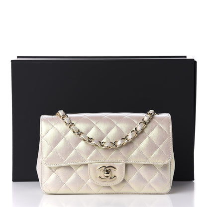 Chanel Iridescent Lambskin Quilted Mini Rectangular Flap Ivory 11 of 11
