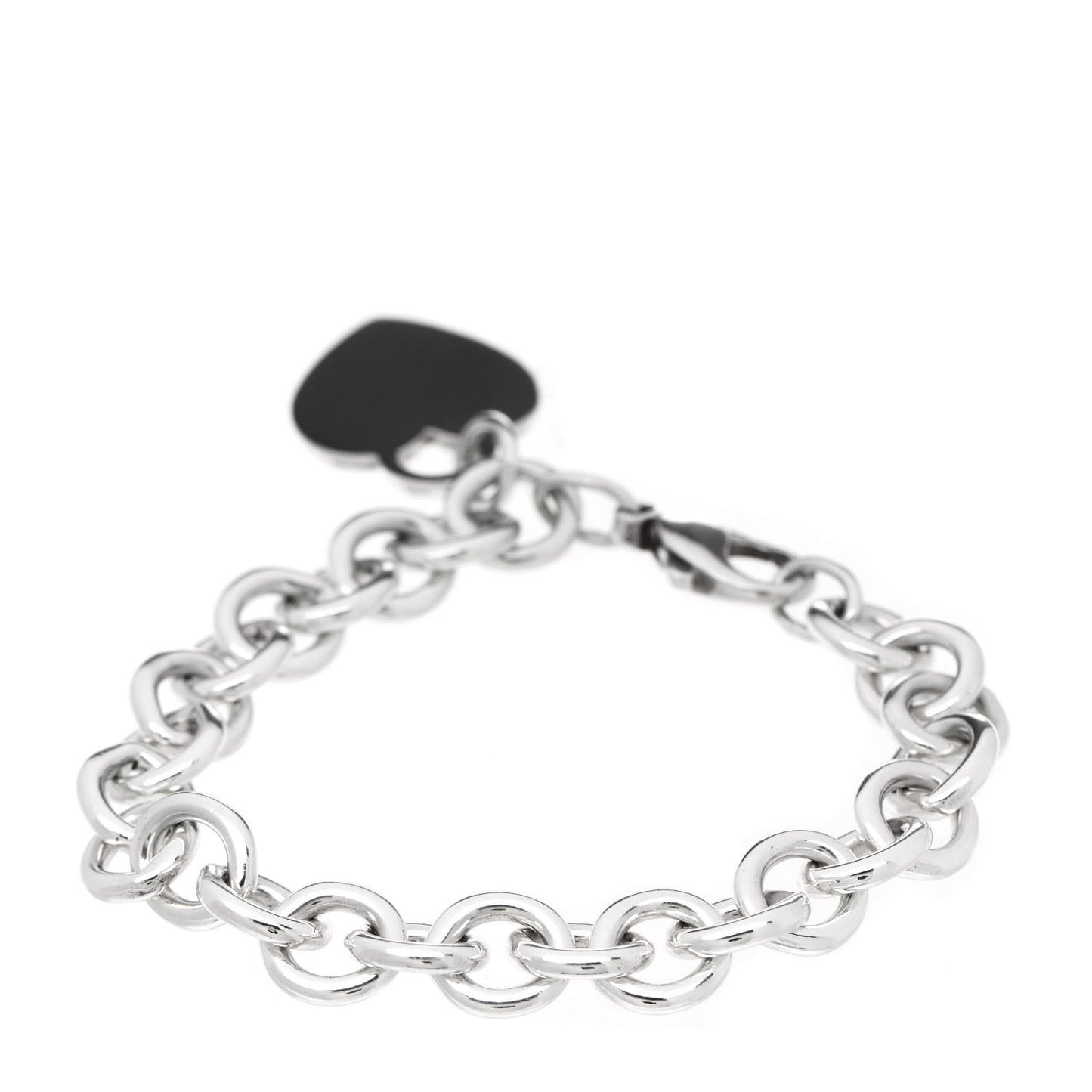 Sterling Silver Heart Tag Charm Bracelet
