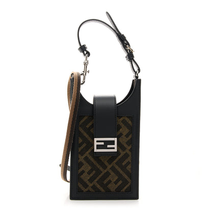 Fendi Fabric Jacquard Vitello King FF 1974 Baguette Phone Case Tobacco Moro 1 of 12