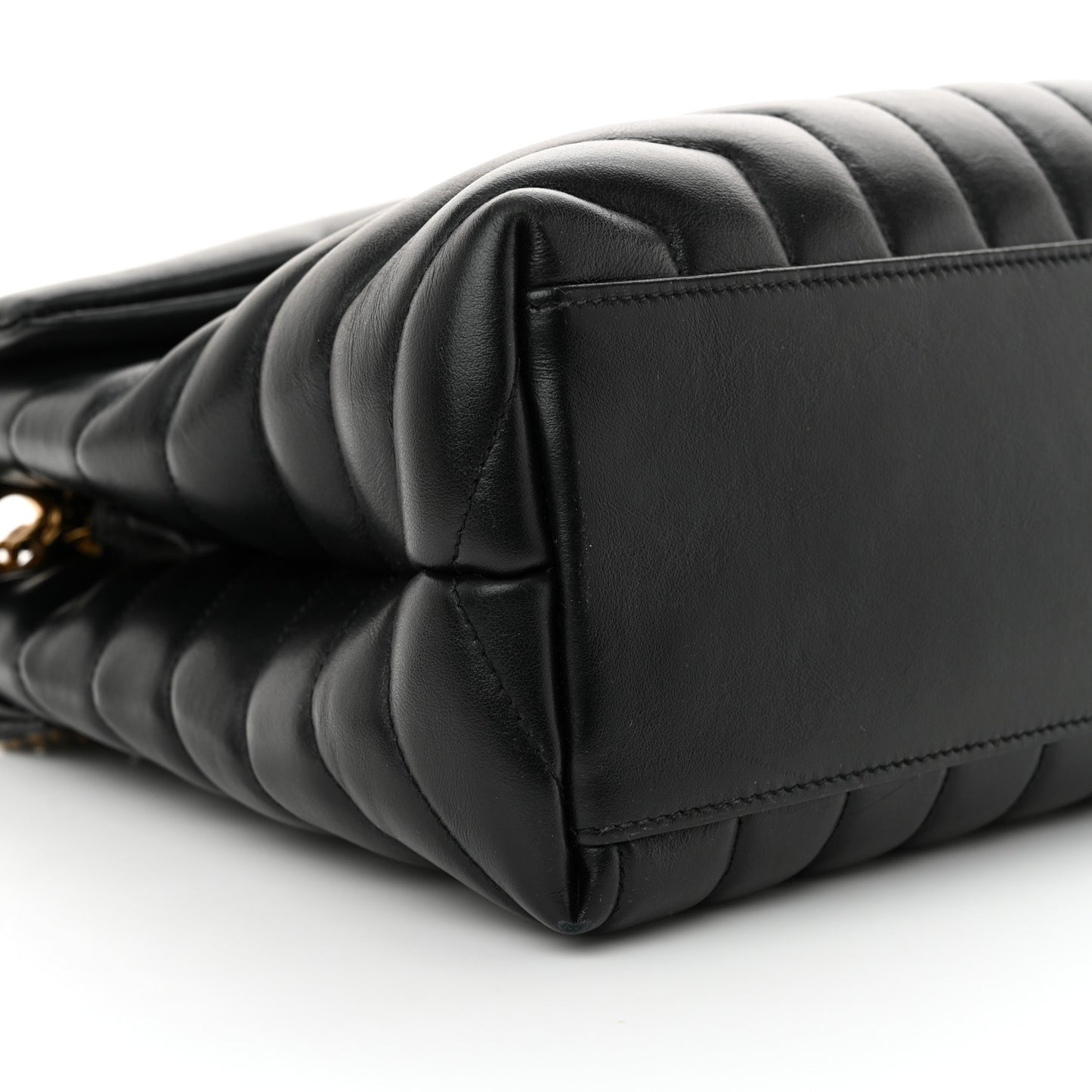 Calfskin Y Quilted Monogram Medium Loulou Chain Satchel Black