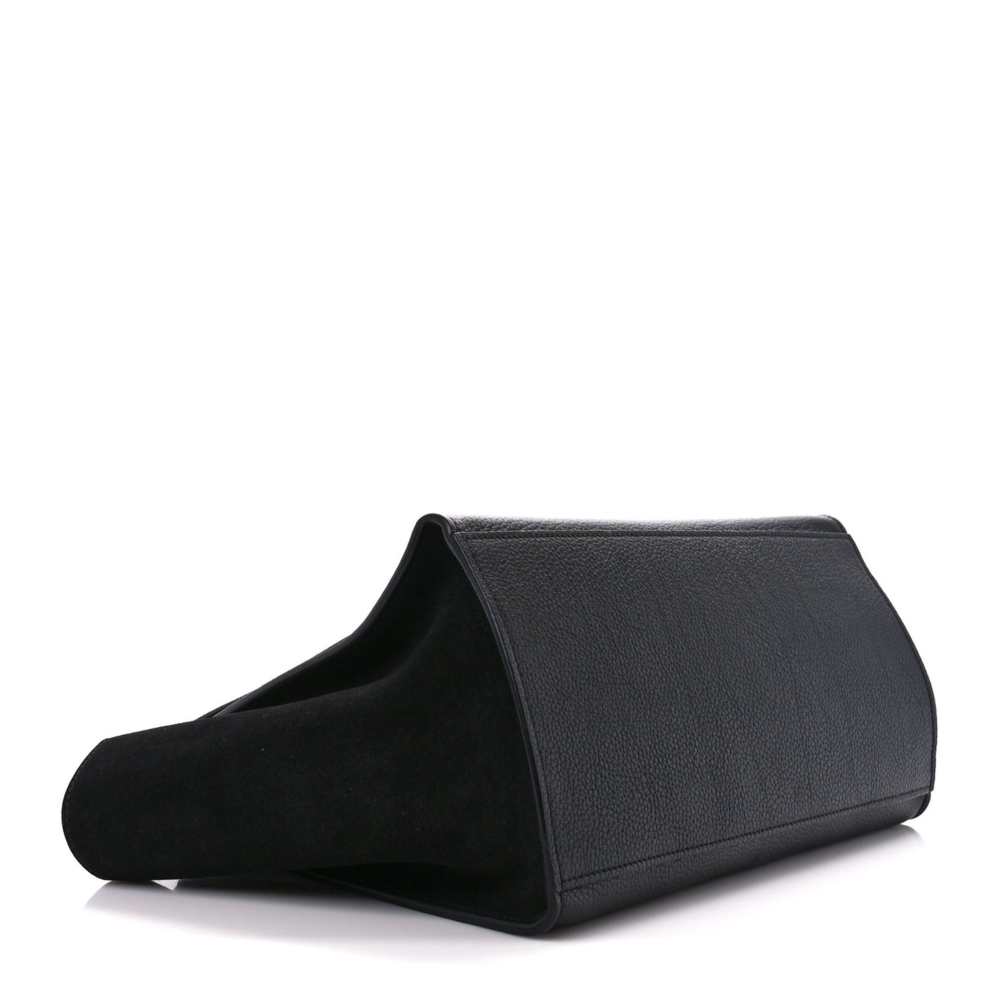 Drummed Calfskin Suede Small Trapeze Black