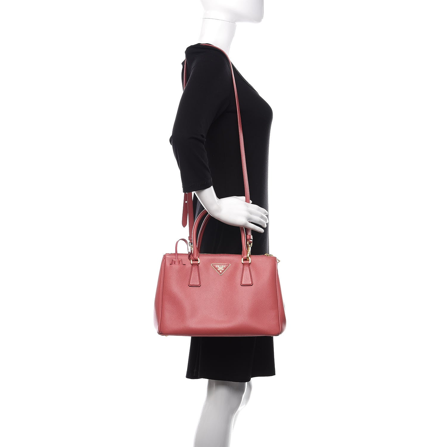 Prada Saffiano Small Galleria Double Zip Tote Fuxia 2 of 14