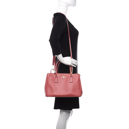 Prada Saffiano Small Galleria Double Zip Tote Fuxia 2 of 14