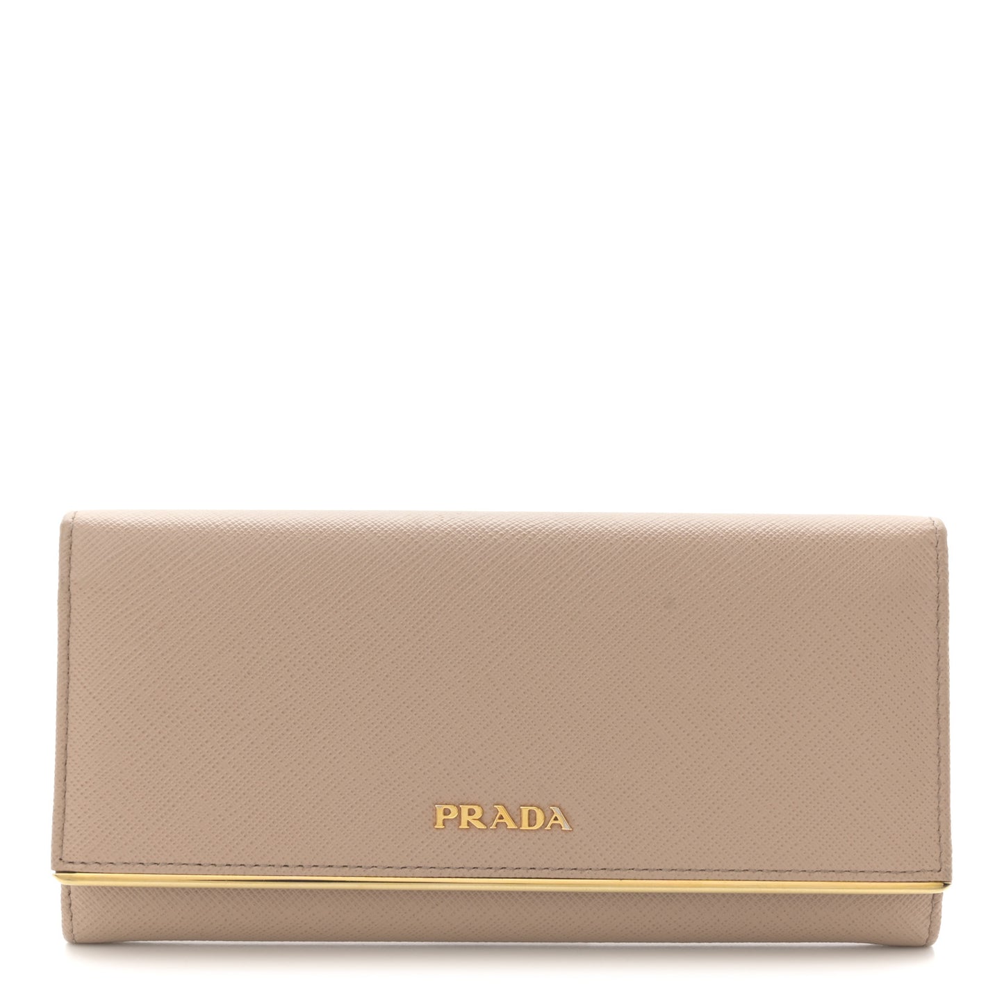 Saffiano Metal Bar Continental Flap Wallet Cammeo
