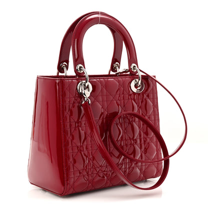 Christian Dior Patent Cannage Medium Lady Dior Red 3 of 10