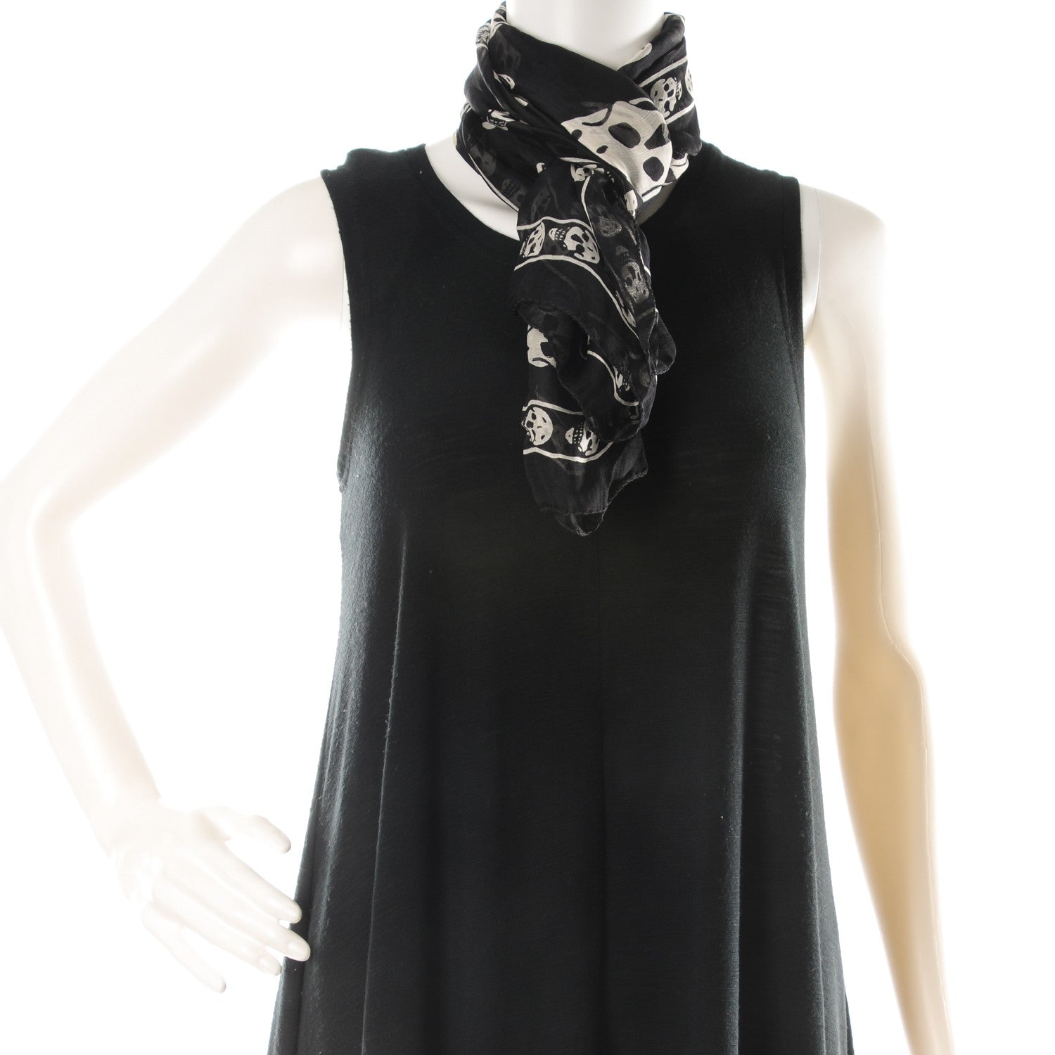 Alexander McQueen Silk Chiffon Skull Scarf Black Ivory 2 of 8