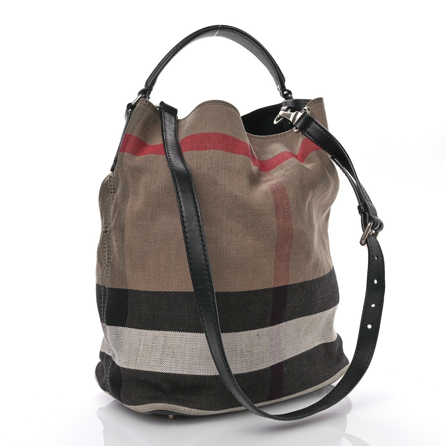 Burberry Canvas Mega Check Medium Ashby Hobo Black 4 of 13