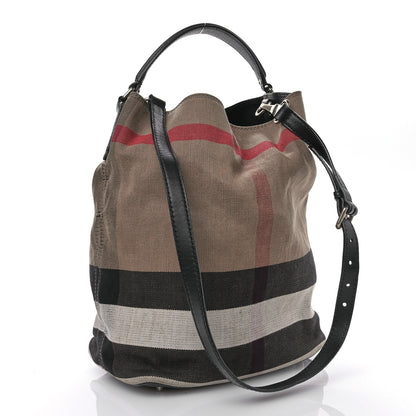 Burberry Canvas Mega Check Medium Ashby Hobo Black 4 of 13