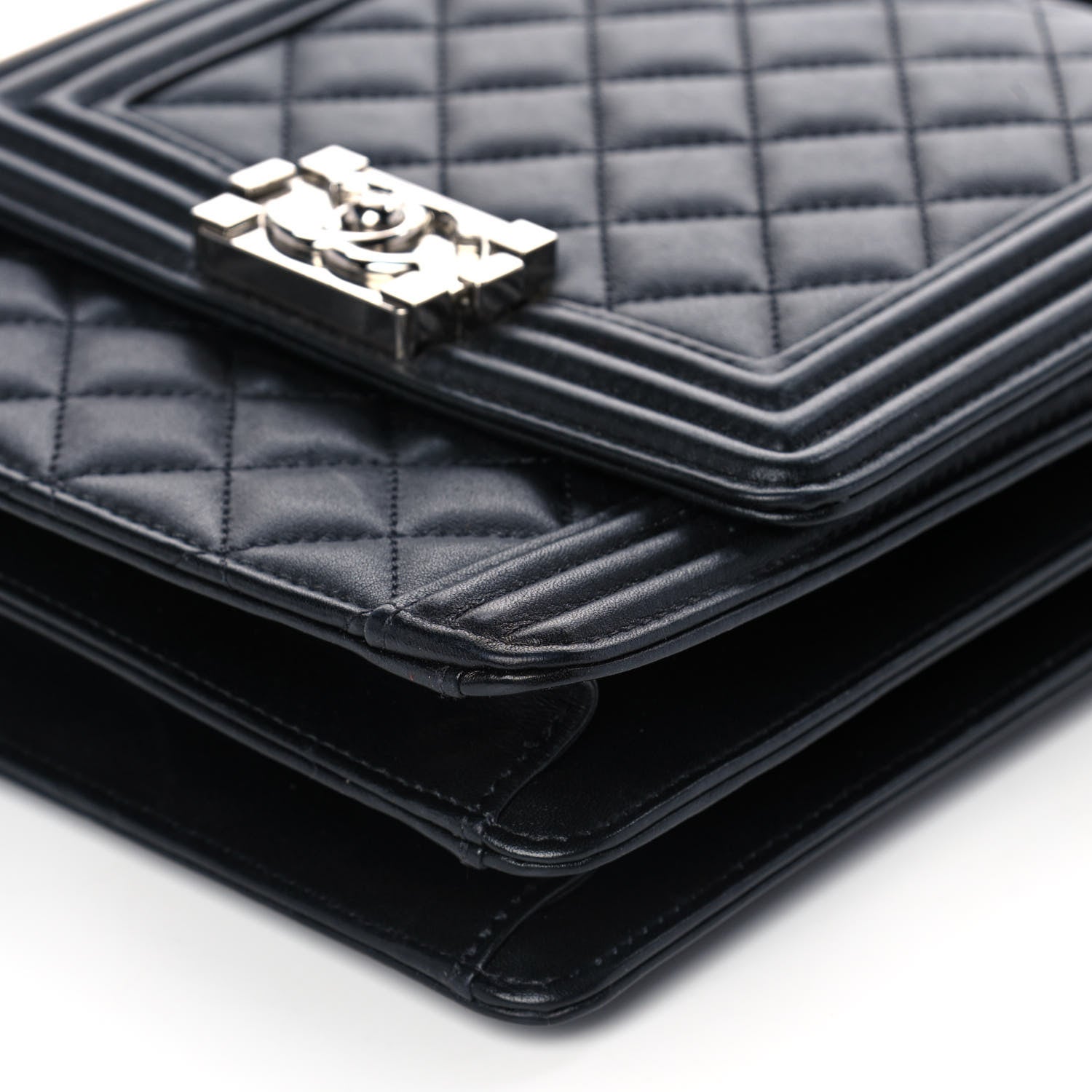 Chanel Calfskin Quilted North South Boy Flap Black 12 of 14