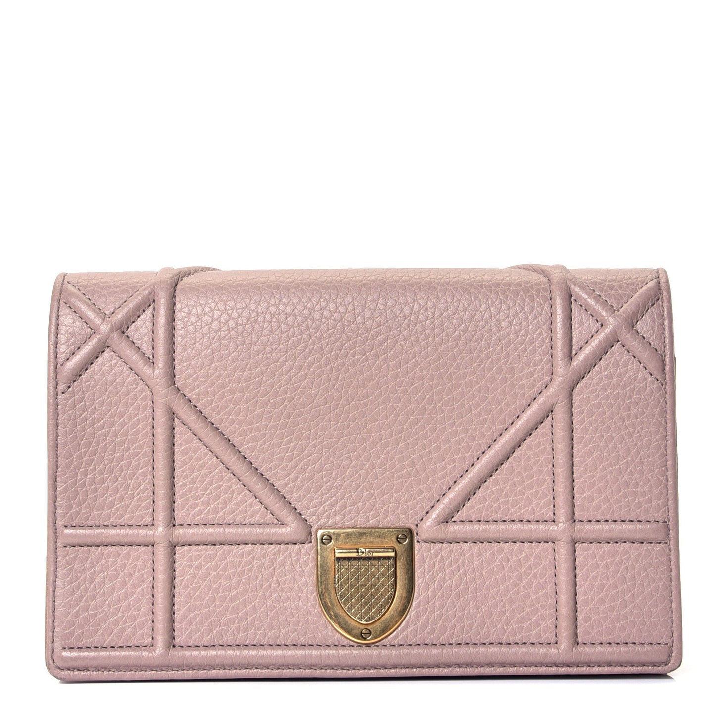 Grained Calfskin Diorama Wallet on Chain Pouch Nude