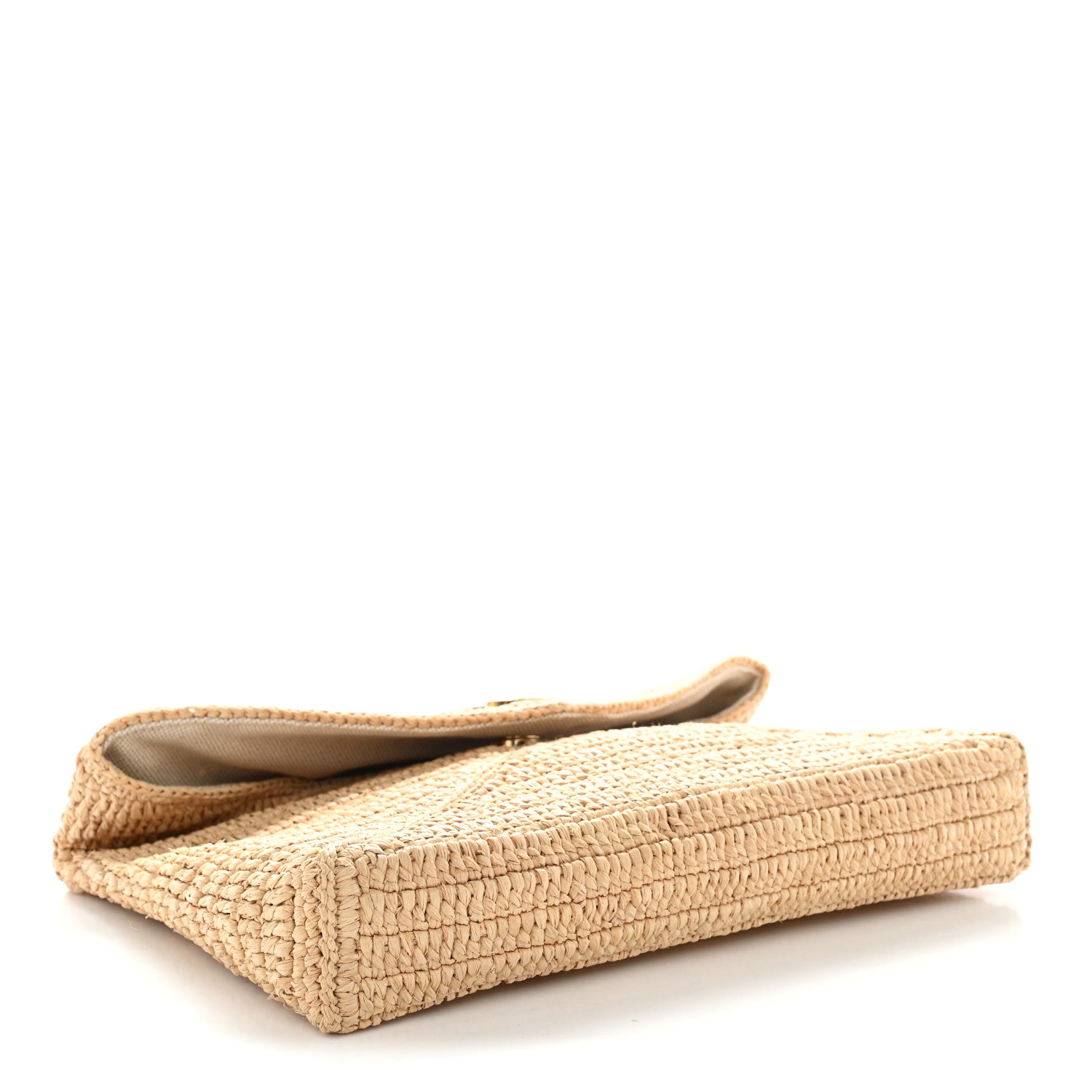 Saint Laurent Raffia Large Cassandre Pouch Naturel Brick 4 of 10