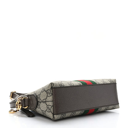 Gucci GG Supreme Monogram Textured Dollar Calfskin Web Small Ophidia Dome Shoulder Bag Beige Ebony New Acero 4 of 9