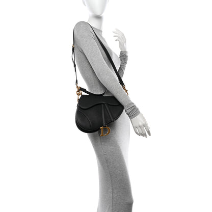 Christian Dior Grained Calfskin Saddle Bag With Strap Black 2 of 12