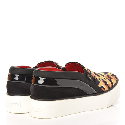 Louis Vuitton Patent Calfskin Canvas Catwalk Slip On 36 Leopard Black 15 of 22