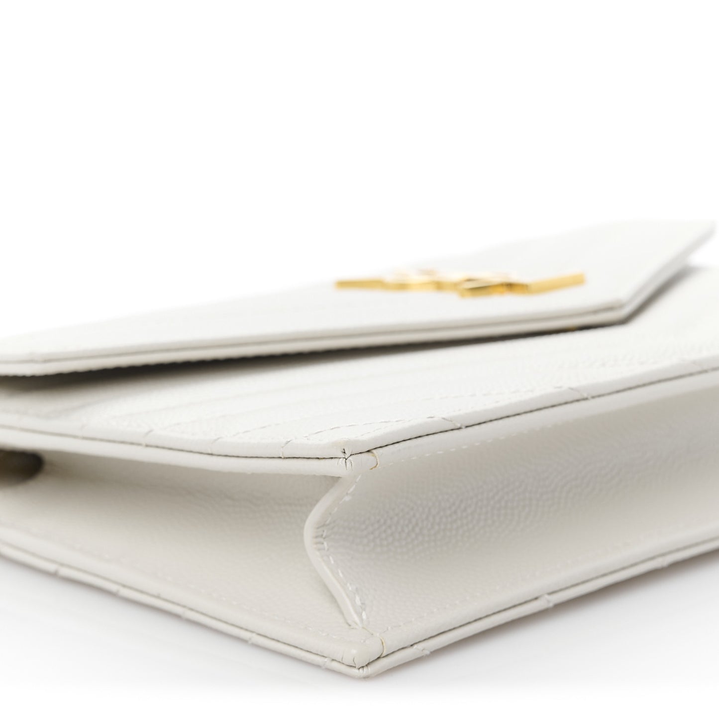 Grain De Poudre Matelasse Chevron Monogram Envelope Chain Wallet Crema Soft